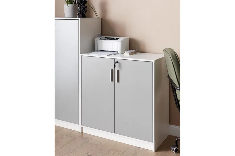 Förvaringsenhet Zehna Grå, vit, 80x40x80 cm - Grå, vit, 80x40x80 cm - Förvaring - Förvaringsmöbler - Byrå