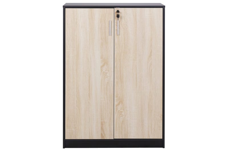 Förvaringsenhet Zehna Ljus trä, svart, 80x40x117 cm - Ljus trä, svart, 80x40x117 cm - Möbler - Vardagsrum - Tv-möbler & mediamöbler