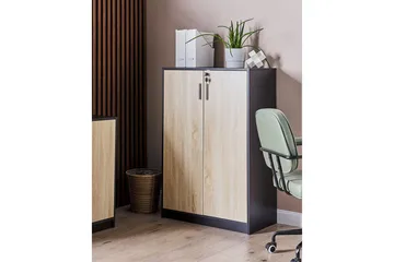 Förvaringsenhet Zehna Ljus trä, svart, 80x40x117 cm - Ljus trä, svart, 80x40x117 cm - Förvaring - Förvaringsmöbler - Byrå