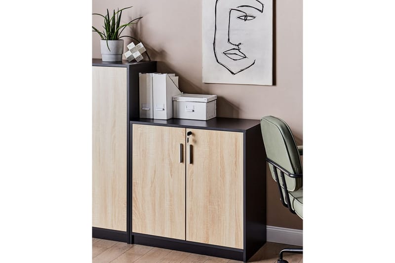 Förvaringsenhet Zehna Ljus trä, svart, 80x40x80 cm - Ljus trä, svart, 80x40x80 cm - Möbler - Vardagsrum - Tv-möbler & mediamöbler