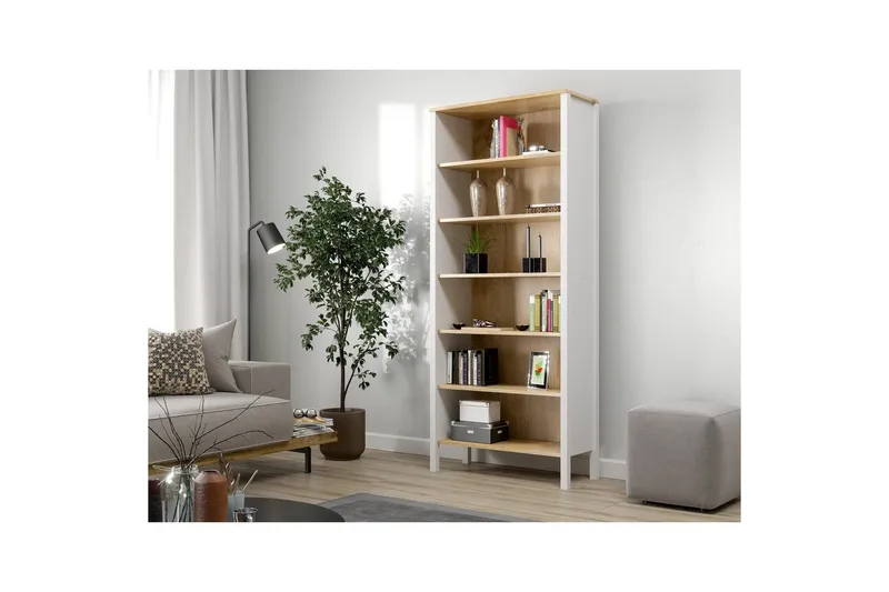 Fynric Bokhylla 83 cm - Natur/Vit - Förvaring - Hyllor - Bokhylla