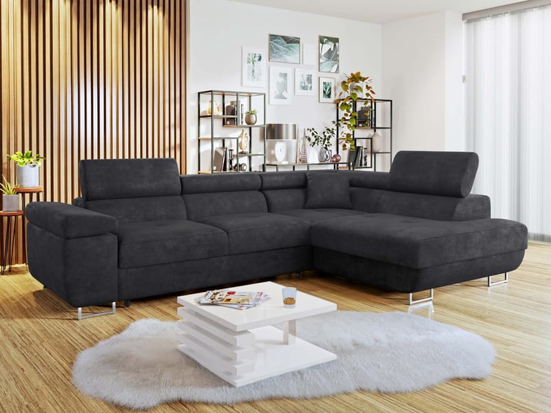 Gabina 4-sits Bäddsoffa med schäslong - svart - Möbler - Vardagsrum - Bäddsoffor