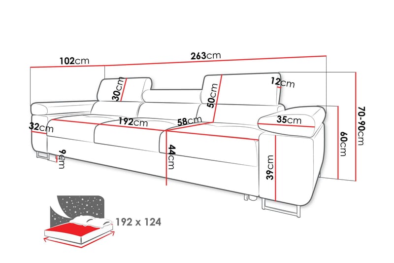 Gabina Bäddsoffa 3-sits i Chenille - Vit - Möbler - Vardagsrum - Bäddsoffor
