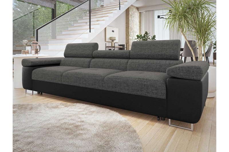 Gabina Bäddsoffa 3-sits i Konstläder - Svart/Mörkgrå - Möbler - Vardagsrum - Bäddsoffor