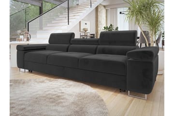 Gabina Bäddsoffa 3-sits i Plysch - Svart - Möbler - Vardagsrum - Bäddsoffor