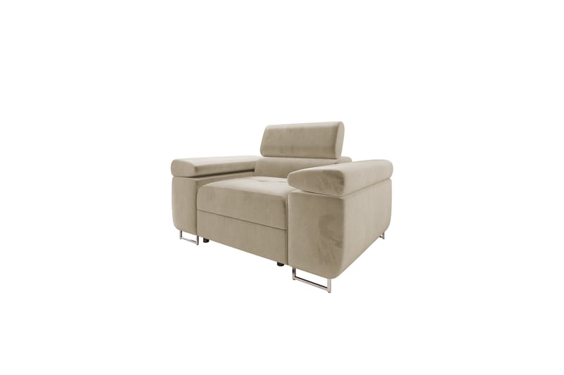 Gabina Modern Fåtölj i Tyg med Konstläderunderrede, Beige