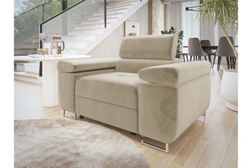 Gabina Modern Fåtölj i Tyg med Konstläderunderrede - Beige - Möbler - Vardagsrum - Fåtöljer