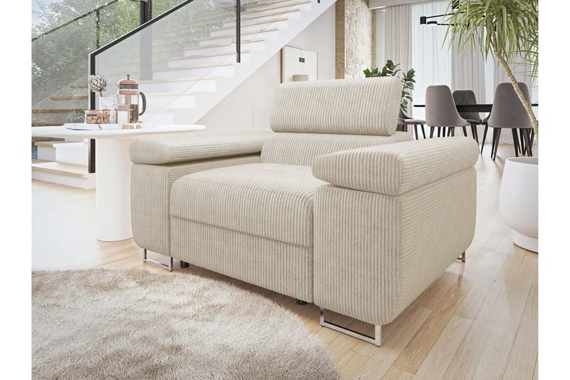 Gabina Modern Fåtölj i Tyg med Metallben - Beige - Möbler - Vardagsrum - Fåtöljer