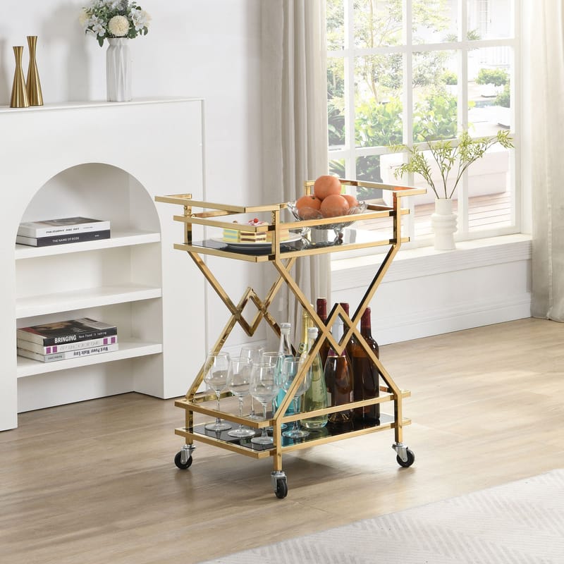 Galeri Serveringsvagn 65 cm - Blankt guld och svart - Möbler - Vardagsrum - Serveringsvagn & drinkvagn