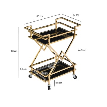 Galeri Serveringsvagn 65 cm - Blankt guld och svart - Möbler - Vardagsrum - Serveringsvagn & drinkvagn