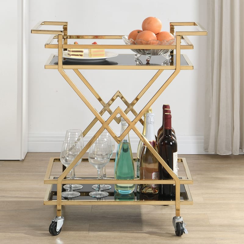 Galeri Serveringsvagn 65 cm - Blankt guld och svart - Möbler - Vardagsrum - Serveringsvagn & drinkvagn