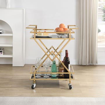 Galeri Serveringsvagn 65 cm - Blankt guld och svart - Möbler - Vardagsrum - Serveringsvagn & drinkvagn