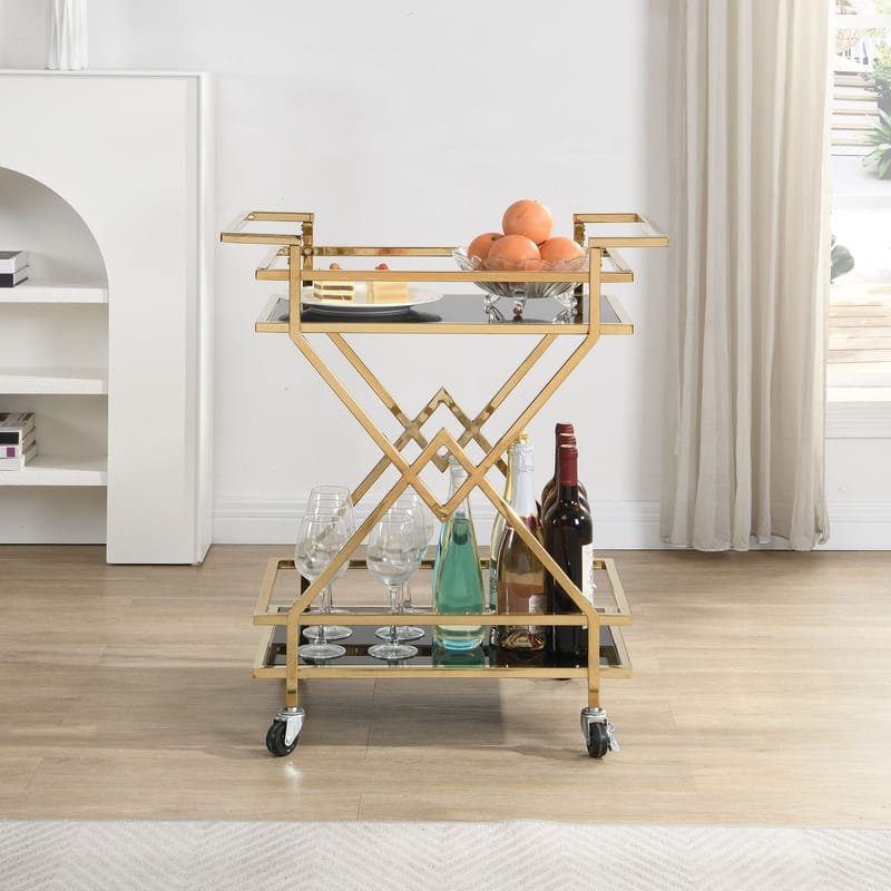 Galeri Serveringsvagn 65 cm - Blankt guld och svart - Möbler - Vardagsrum - Serveringsvagn & drinkvagn