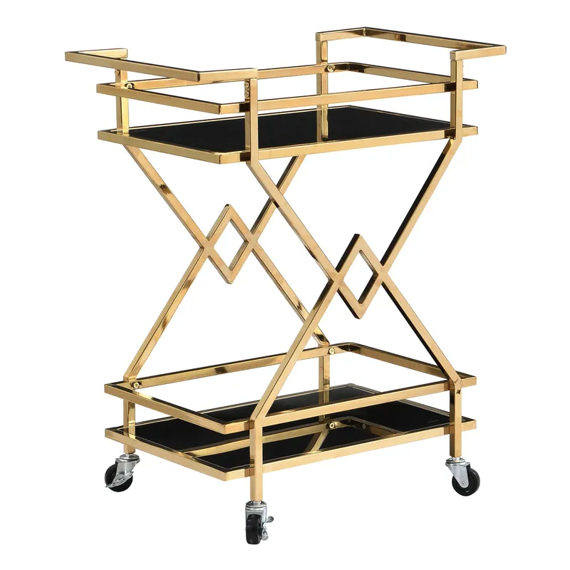 Galeri Serveringsvagn 65 cm, Blankt guld och svart
