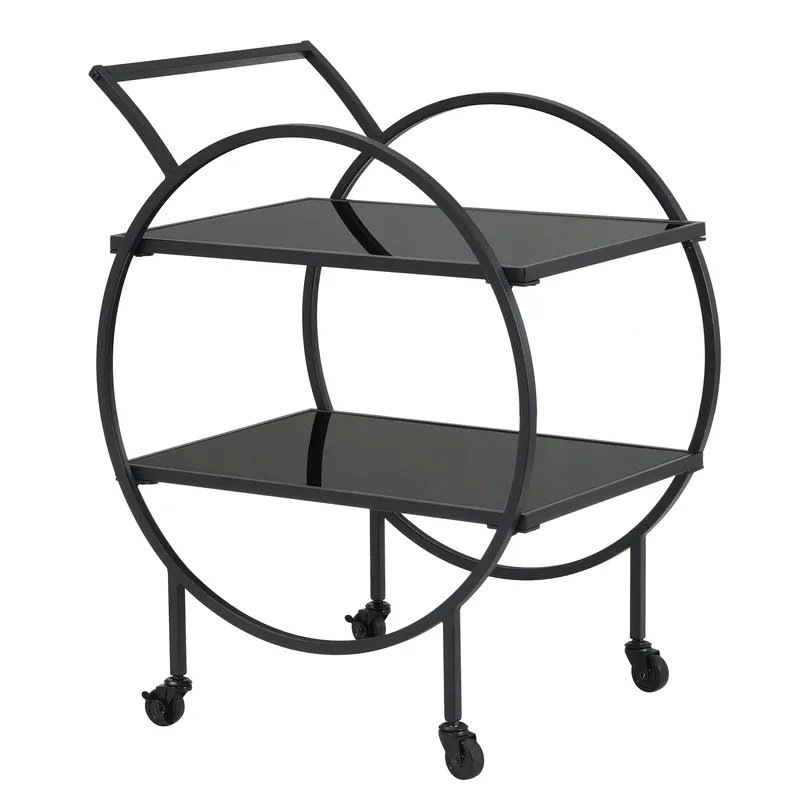 Galira Serveringsvagn 46 cm, Mattsvart med svart spegelglas