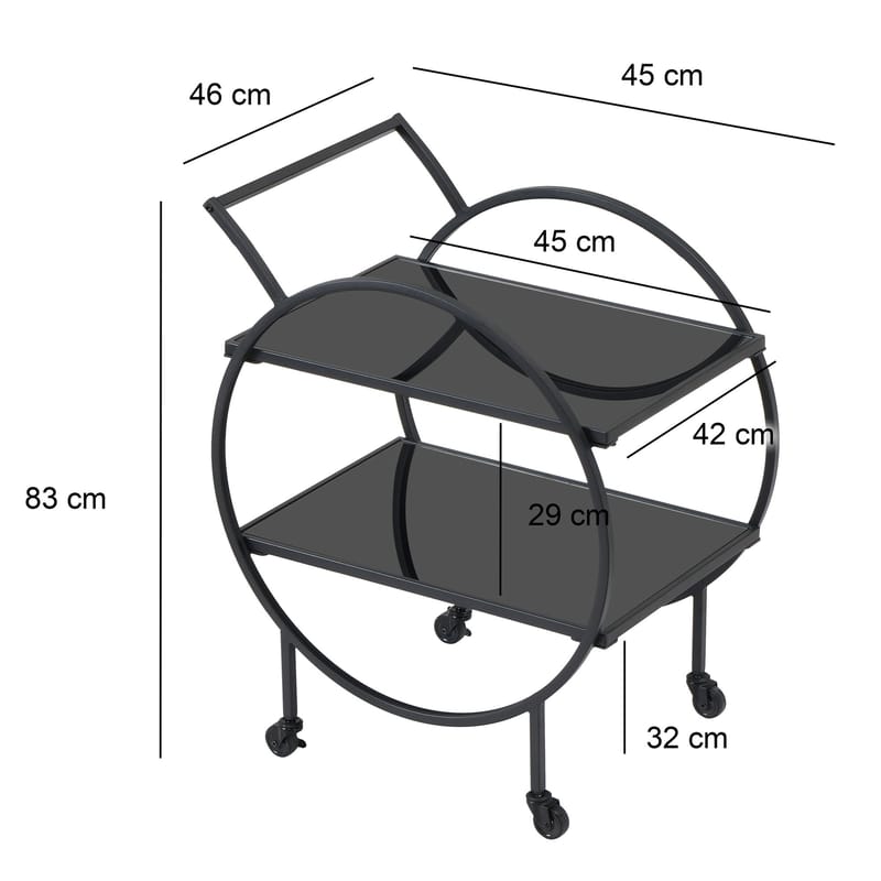 Galira Serveringsvagn 46 cm - Mattsvart med svart spegelglas - Möbler - Vardagsrum - Serveringsvagn & drinkvagn
