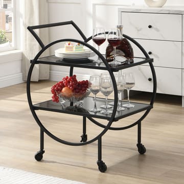Galira Serveringsvagn 46 cm - Mattsvart med svart spegelglas - Möbler - Vardagsrum - Serveringsvagn & drinkvagn