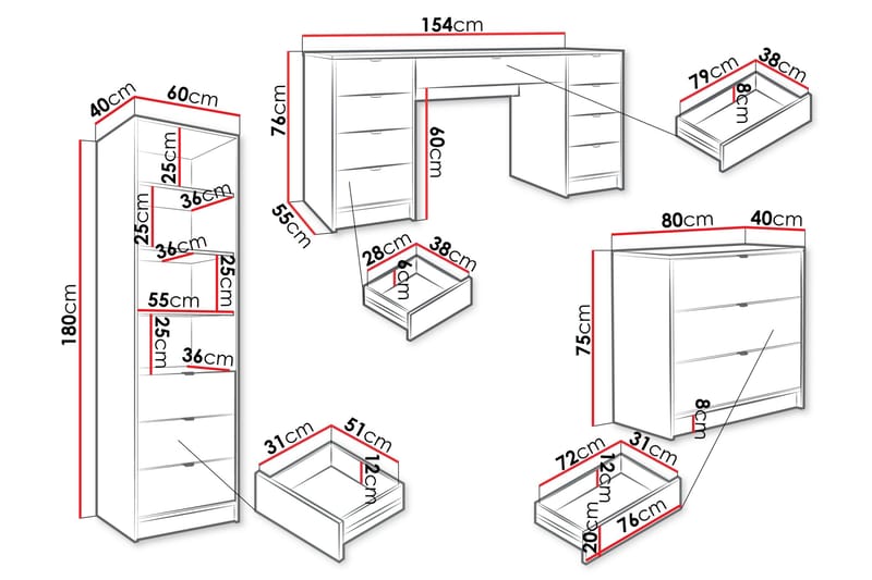 Gudelia Möbelset För Vardagsrum - Svart - Möbler - Vardagsrum - Möbelset för vardagsrum