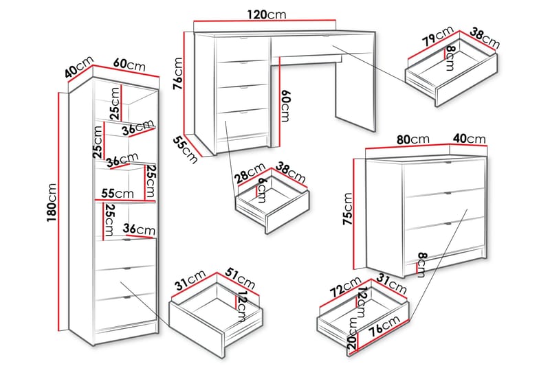 Gudelia Möbelset För Vardagsrum - Vit - Möbler - Vardagsrum - Möbelset för vardagsrum