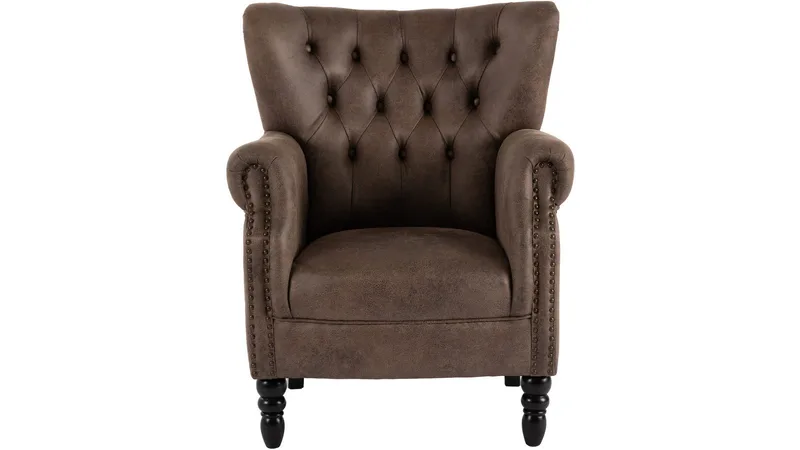 Halvion Fåtölj med armstöd, Brun