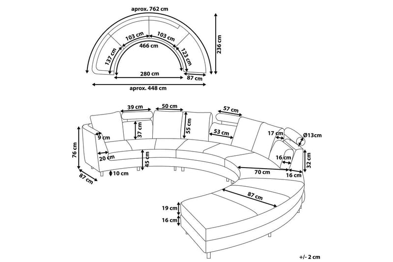 Halvrund soffa Rotunde Beige/Silver - Beige/Silver - Möbler - Vardagsrum - Soffor