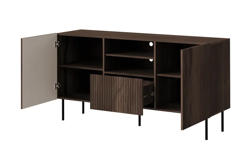 Hammarstrand TV Möbelset Vardagsrum - Valnöt / Svart / Ribbad Trä - Möbler - Vardagsrum - Möbelset för vardagsrum