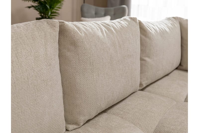 Hardam Bäddsoffa med Schäslong 3-sits i Chenille - Beige - Möbler - Vardagsrum - Bäddsoffor