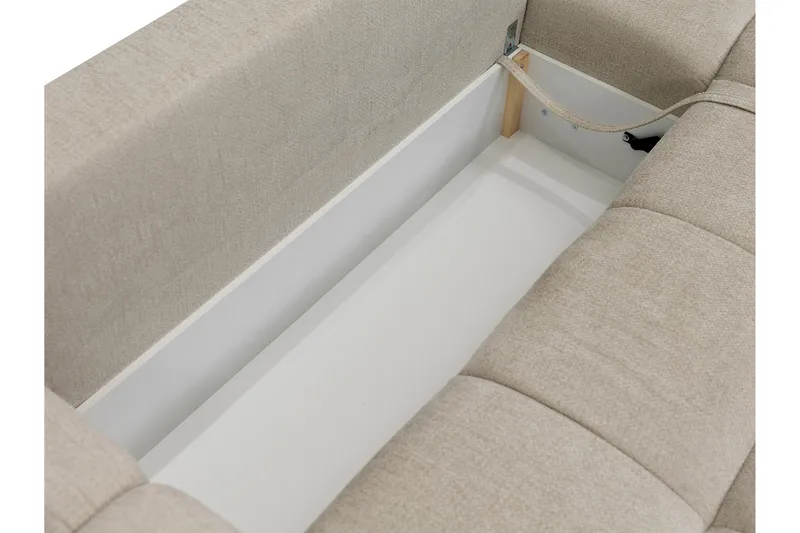 Hardam Bäddsoffa med Schäslong 3-sits i Chenille - Beige - Möbler - Vardagsrum - Bäddsoffor