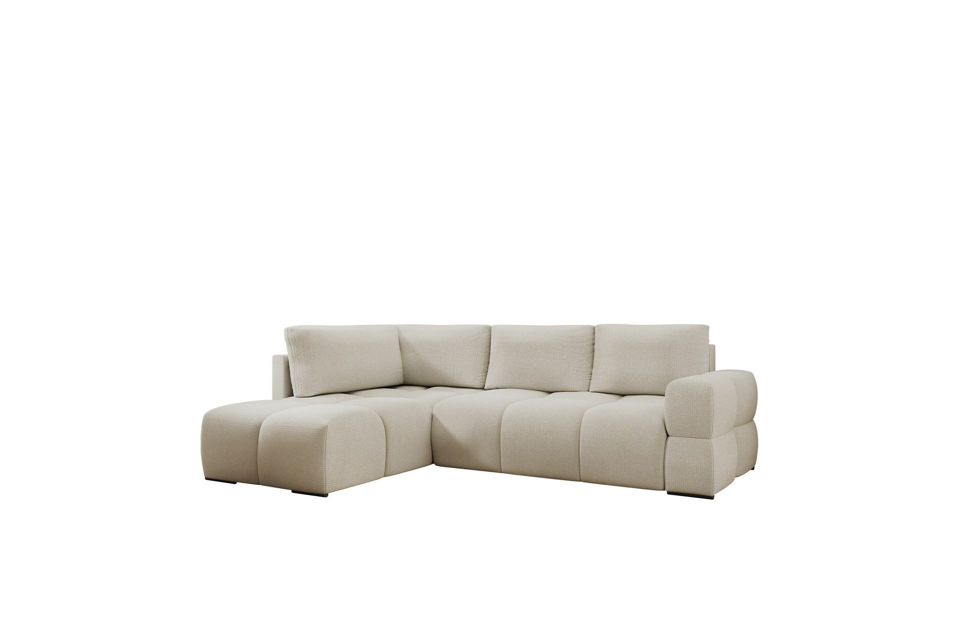hardam bäddsoffa med schäslong 3-sits i chenille - beige