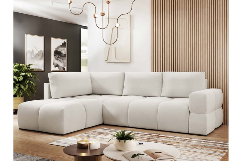 Hardam Bäddsoffa med Schäslong 3-sits i Chenille - Ljusgrå - Möbler - Vardagsrum - Bäddsoffor