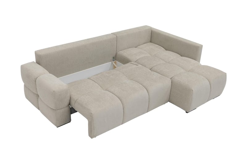 Hardam Bäddsoffa med Schäslong 3-sits i Chenille - Ljusgrå - Möbler - Vardagsrum - Bäddsoffor