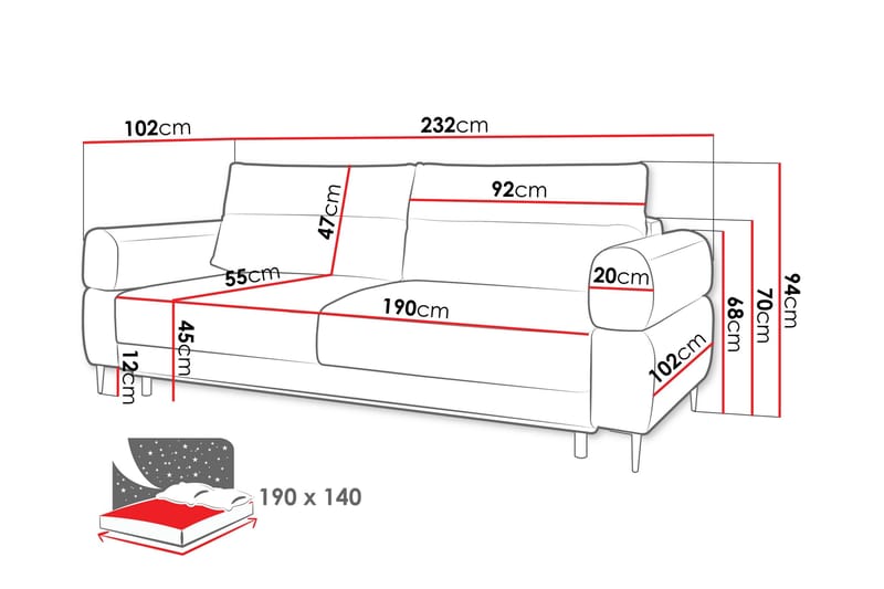 Hawara Bäddsoffa 2-sits - Grå - Möbler - Vardagsrum - Bäddsoffor