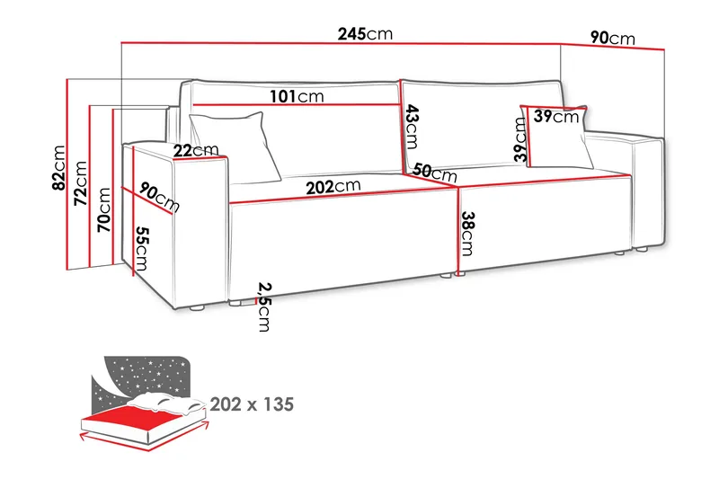 Hobson Bäddsoffa 3-sits i Plysch - Brun - Möbler - Vardagsrum - Bäddsoffor