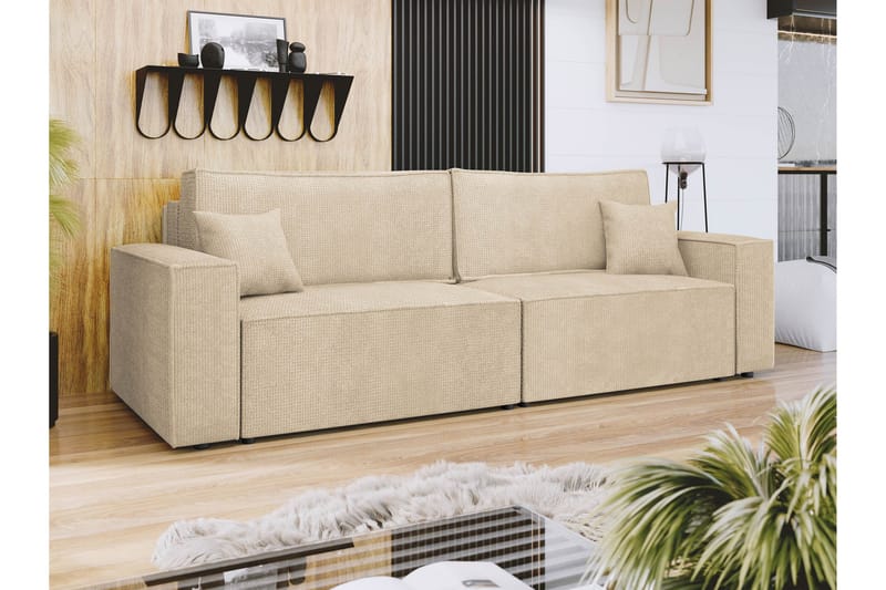Hobson Bäddsoffa 3-sits i Plysch - Beige - Möbler - Vardagsrum - Bäddsoffor