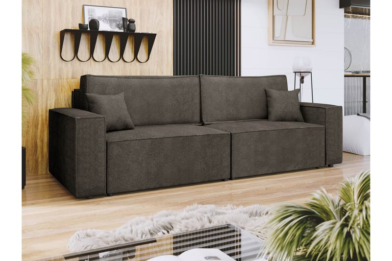 Hobson Bäddsoffa 3-sits i Plysch - Grå - Möbler - Vardagsrum - Bäddsoffor