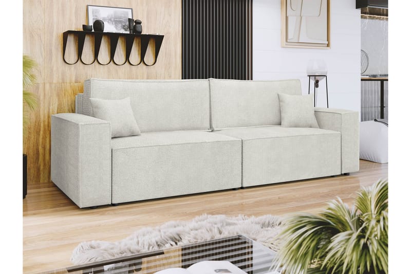 Hobson Bäddsoffa 3-sits i Plysch - Vit - Möbler - Vardagsrum - Bäddsoffor