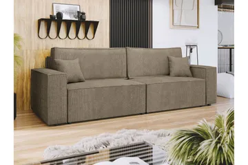 Hobson Bäddsoffa 3-sits i Plysch - Brun - Möbler - Vardagsrum - Bäddsoffor