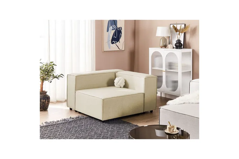 Hörnsektion Aprica Beige, svart, Linne - Beige - Möbler - Vardagsrum - Soffor - Modulsoffor - Hörnmodul