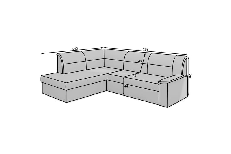 Hörnsoffa Eltap Elano 255x212x90 cm - Berlin 01, Grå, Vänster - Möbler - Vardagsrum - Bäddsoffor