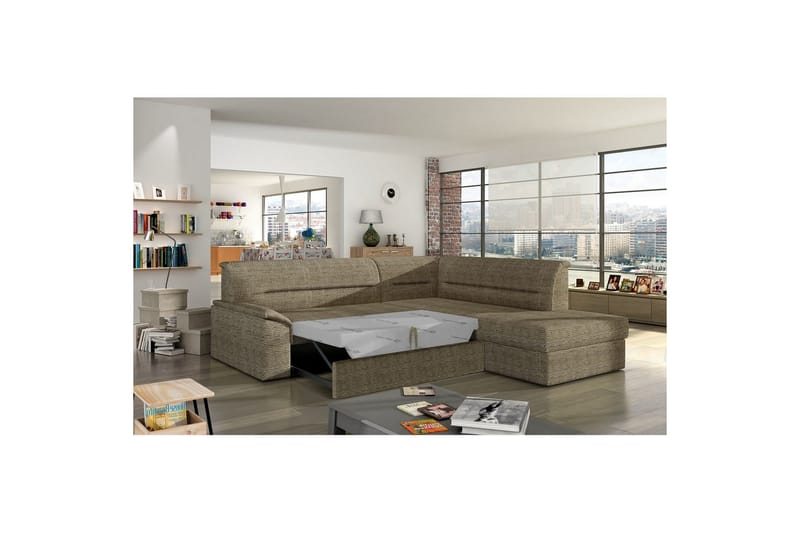 Hörnsoffa Eltap Elano 255x212x90 cm - Berlin 03, Beige, Höger - Möbler - Vardagsrum - Bäddsoffor