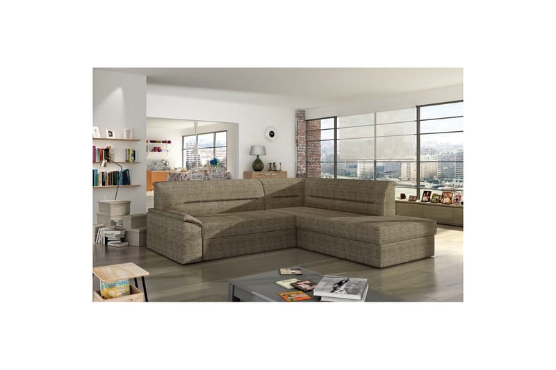 Hörnsoffa Eltap Elano 255x212x90 cm - Berlin 03, Beige, Höger - Möbler - Vardagsrum - Bäddsoffor