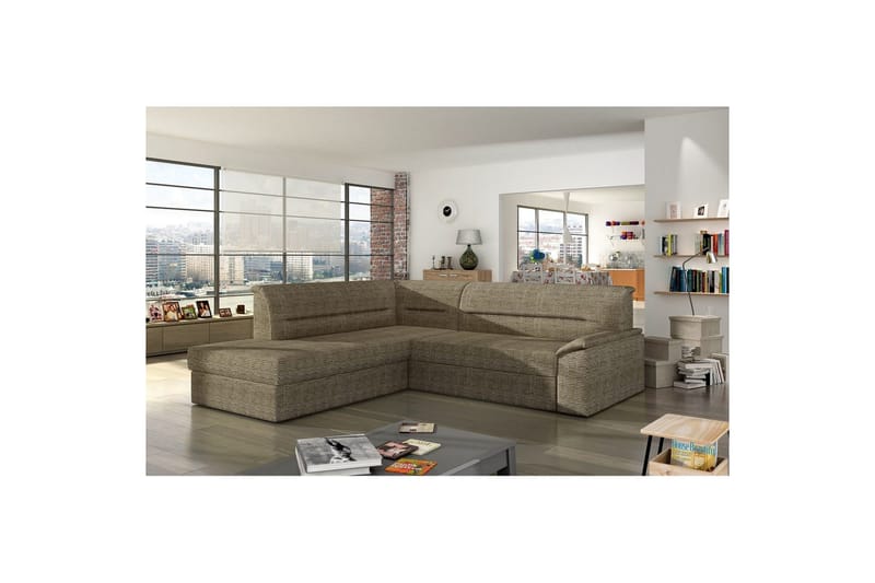 Hörnsoffa Eltap Elano 255x212x90 cm - Berlin 03, Beige, Vänster - Möbler - Vardagsrum - Bäddsoffor