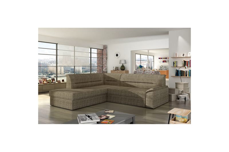 Hörnsoffa Eltap Elano 255x212x90 cm - Berlin 03, Beige, Vänster - Möbler - Vardagsrum - Bäddsoffor