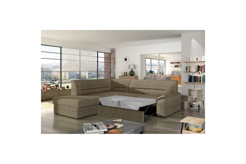 Hörnsoffa Eltap Elano 255x212x90 cm - Berlin 03, Beige, Vänster - Möbler - Vardagsrum - Bäddsoffor