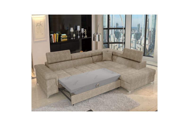 Hörnsoffa Eltap Eridano 275x202x88 cm - Amore 18, Beige, Höger - Möbler - Vardagsrum - Bäddsoffor