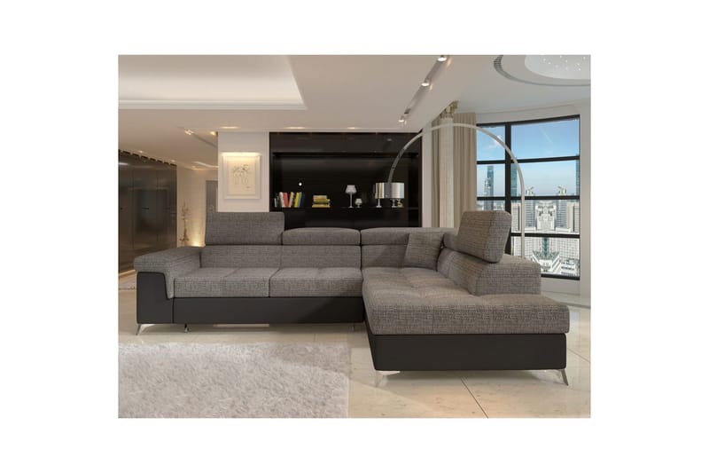 Hörnsoffa Eltap Eridano 275x202x88 cm - Berlin 01, Mjuk 11, Grå, Svart, Höger - Möbler - Vardagsrum - Bäddsoffor