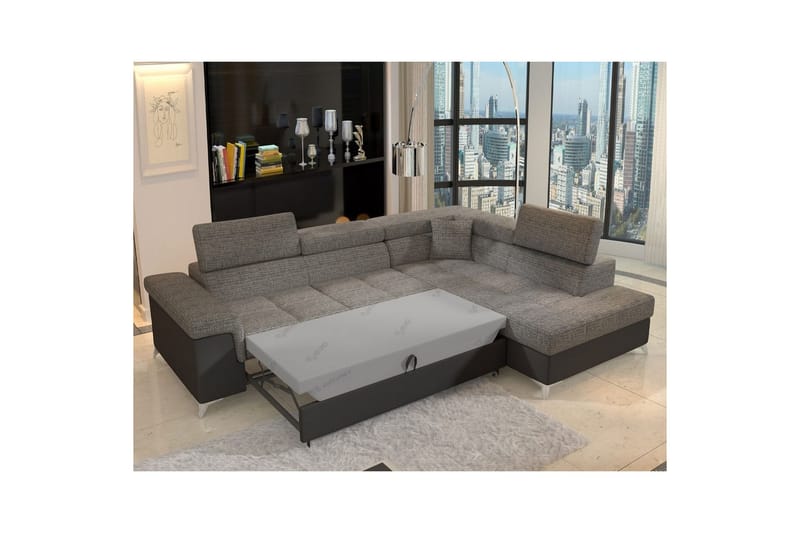 Hörnsoffa Eltap Eridano 275x202x88 cm - Berlin 01, Mjuk 11, Grå, Svart, Höger - Möbler - Vardagsrum - Bäddsoffor