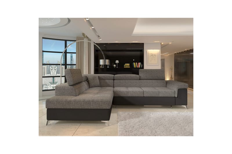 Hörnsoffa Eltap Eridano 275x202x88 cm - Berlin 01, Mjuk 11, Grå, Svart, Vänster - Möbler - Vardagsrum - Bäddsoffor