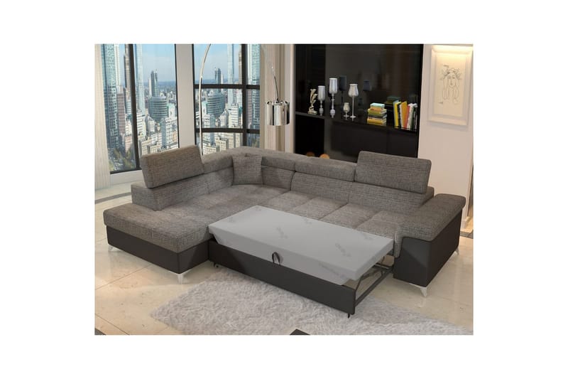 Hörnsoffa Eltap Eridano 275x202x88 cm - Berlin 01, Mjuk 11, Grå, Svart, Vänster - Möbler - Vardagsrum - Bäddsoffor