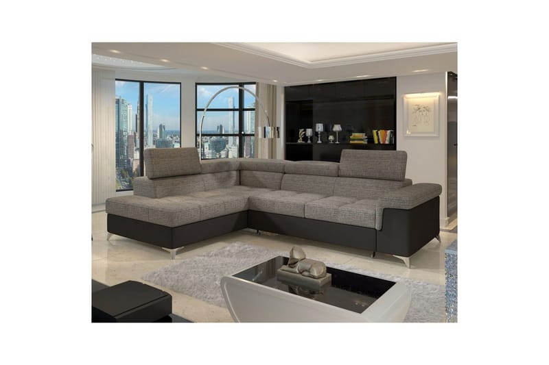 Hörnsoffa Eltap Eridano 275x202x88 cm - Berlin 01, Mjuk 11, Grå, Svart, Vänster - Möbler - Vardagsrum - Bäddsoffor